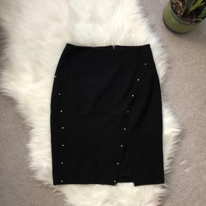 White House Black Market Black Beaded Slit Skirt